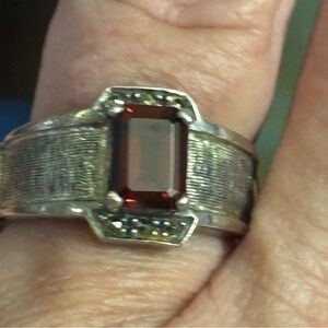Vintage Silver Ring with Deep Red Stone